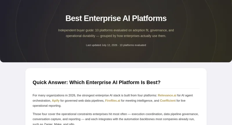 Screenshot of Enterprise AI